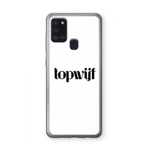 CaseCompany Topwijf Wit: Samsung Galaxy A21s Transparant Hoesje