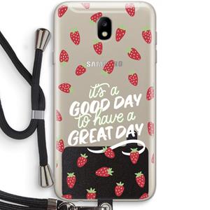 CaseCompany Don't forget to have a great day: Samsung Galaxy J7 (2017) Transparant Hoesje met koord