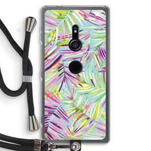CaseCompany Tropical Palms Blue: Sony Xperia XZ2 Transparant Hoesje met koord