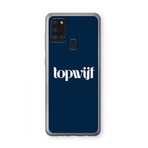 CaseCompany Topwijf Navy: Samsung Galaxy A21s Transparant Hoesje