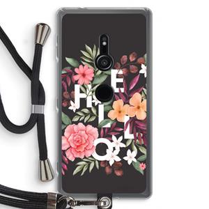 CaseCompany Hello in flowers: Sony Xperia XZ2 Transparant Hoesje met koord