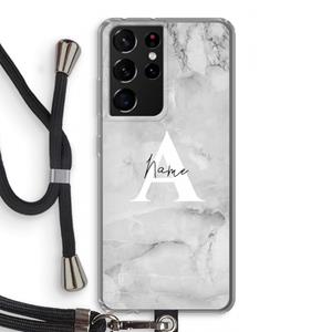 CaseCompany Ivory Marble: Samsung Galaxy S21 Ultra Transparant Hoesje met koord