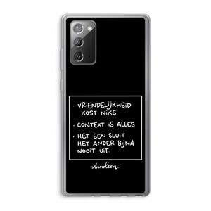 CaseCompany Mijn Motto's: Samsung Galaxy Note 20 / Note 20 5G Transparant Hoesje