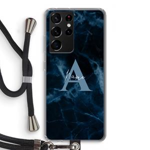 CaseCompany Midnight Marble: Samsung Galaxy S21 Ultra Transparant Hoesje met koord