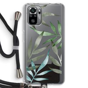 CaseCompany Tropical watercolor leaves: Xiaomi Redmi Note 10S Transparant Hoesje met koord