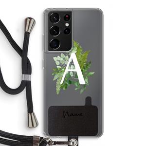CaseCompany Green Brush: Samsung Galaxy S21 Ultra Transparant Hoesje met koord