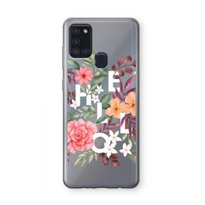 CaseCompany Hello in flowers: Samsung Galaxy A21s Transparant Hoesje