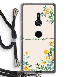 CaseCompany Gele bloemen: Sony Xperia XZ2 Transparant Hoesje met koord