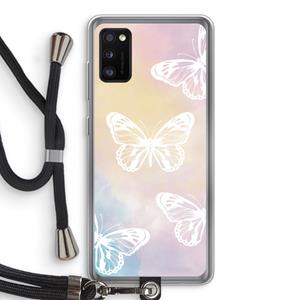 CaseCompany White butterfly: Samsung Galaxy A41 Transparant Hoesje met koord
