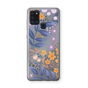 CaseCompany Flowers with blue leaves: Samsung Galaxy A21s Transparant Hoesje