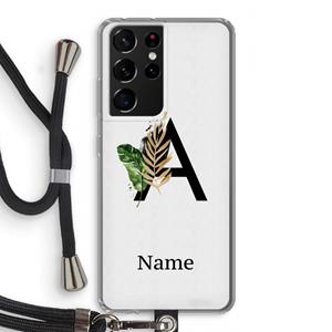 CaseCompany Charcoal Flora: Samsung Galaxy S21 Ultra Transparant Hoesje met koord