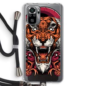 CaseCompany Tiger and Rattlesnakes: Xiaomi Redmi Note 10S Transparant Hoesje met koord