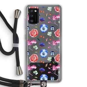 CaseCompany Bloemetjes: Samsung Galaxy A41 Transparant Hoesje met koord