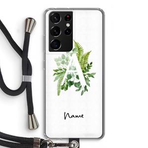CaseCompany Green Brush: Samsung Galaxy S21 Ultra Transparant Hoesje met koord