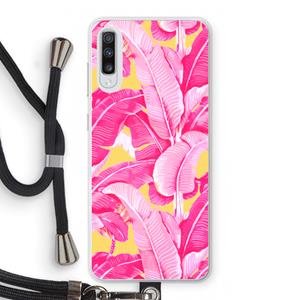 CaseCompany Pink Banana: Samsung Galaxy A70 Transparant Hoesje met koord