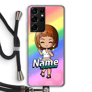 CaseCompany Chibi Maker vrouw: Samsung Galaxy S21 Ultra Transparant Hoesje met koord