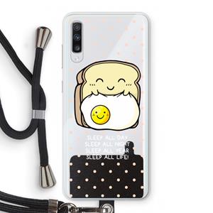 CaseCompany Sleep All Day: Samsung Galaxy A70 Transparant Hoesje met koord
