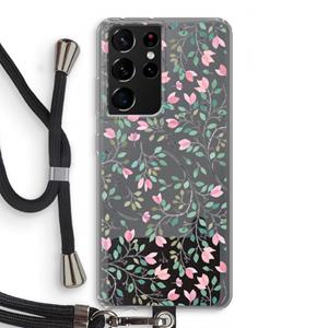 CaseCompany Sierlijke bloemen: Samsung Galaxy S21 Ultra Transparant Hoesje met koord