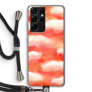 CaseCompany Lichte Wolken: Samsung Galaxy S21 Ultra Transparant Hoesje met koord