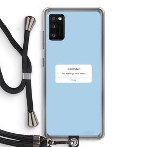CaseCompany Reminder: Samsung Galaxy A41 Transparant Hoesje met koord