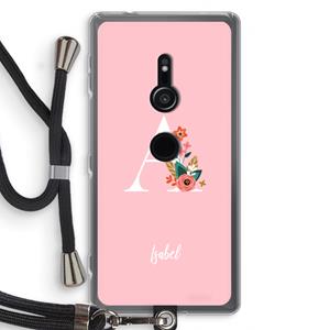 CaseCompany Pink Bouquet: Sony Xperia XZ2 Transparant Hoesje met koord