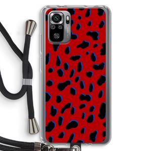 CaseCompany Red Leopard: Xiaomi Redmi Note 10S Transparant Hoesje met koord