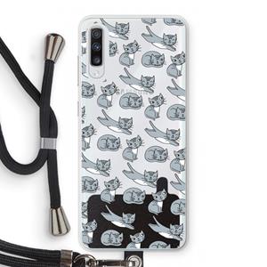 CaseCompany Poezen: Samsung Galaxy A70 Transparant Hoesje met koord