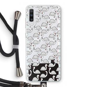 CaseCompany Zwanen: Samsung Galaxy A70 Transparant Hoesje met koord