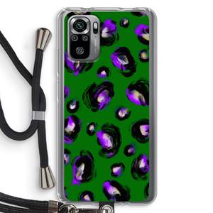CaseCompany Green Cheetah: Xiaomi Redmi Note 10S Transparant Hoesje met koord