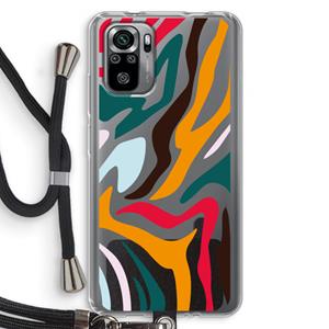 CaseCompany Colored Zebra: Xiaomi Redmi Note 10S Transparant Hoesje met koord
