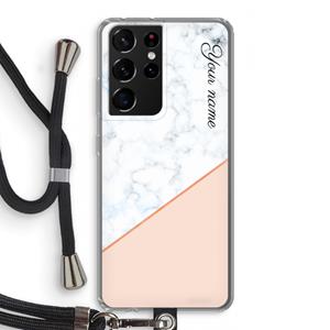 CaseCompany Marmer in stijl: Samsung Galaxy S21 Ultra Transparant Hoesje met koord