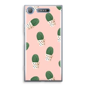 CaseCompany Cactusprint roze: Sony Xperia XZ1 Transparant Hoesje