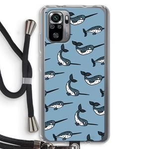 CaseCompany Narwhal: Xiaomi Redmi Note 10S Transparant Hoesje met koord