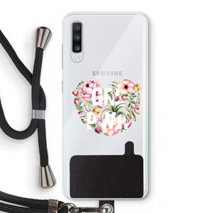CaseCompany GRL PWR Flower: Samsung Galaxy A70 Transparant Hoesje met koord