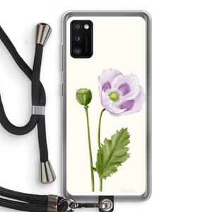 CaseCompany Purple poppy: Samsung Galaxy A41 Transparant Hoesje met koord