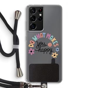 CaseCompany Happy days: Samsung Galaxy S21 Ultra Transparant Hoesje met koord