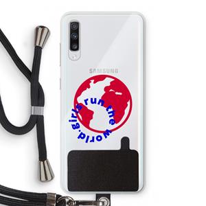 CaseCompany Run The World: Samsung Galaxy A70 Transparant Hoesje met koord