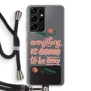 CaseCompany Optimistic flower girl: Samsung Galaxy S21 Ultra Transparant Hoesje met koord
