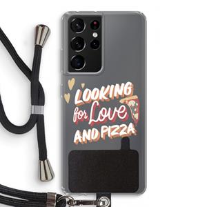 CaseCompany Pizza is the answer: Samsung Galaxy S21 Ultra Transparant Hoesje met koord