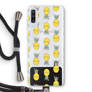 CaseCompany Ananas: Samsung Galaxy A70 Transparant Hoesje met koord