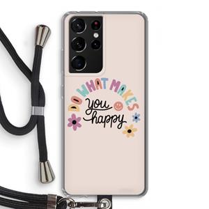 CaseCompany Happy days: Samsung Galaxy S21 Ultra Transparant Hoesje met koord