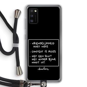 CaseCompany Mijn Motto's: Samsung Galaxy A41 Transparant Hoesje met koord