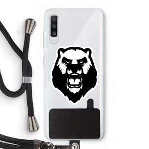CaseCompany Angry Bear (white): Samsung Galaxy A70 Transparant Hoesje met koord