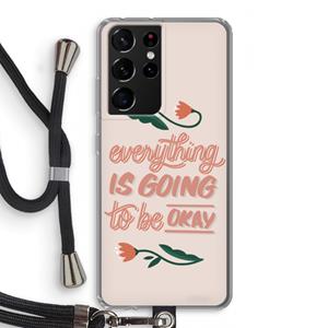 CaseCompany Optimistic flower girl: Samsung Galaxy S21 Ultra Transparant Hoesje met koord