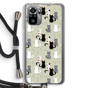 CaseCompany Katten: Xiaomi Redmi Note 10S Transparant Hoesje met koord