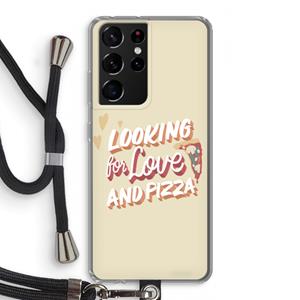 CaseCompany Pizza is the answer: Samsung Galaxy S21 Ultra Transparant Hoesje met koord