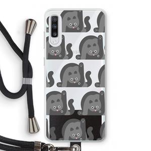 CaseCompany Cats: Samsung Galaxy A70 Transparant Hoesje met koord