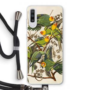 CaseCompany Carolinaparkiet: Samsung Galaxy A70 Transparant Hoesje met koord