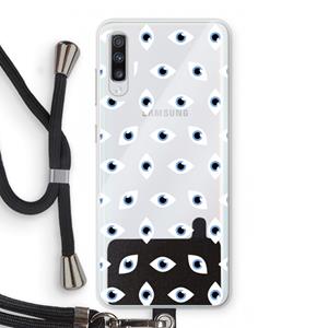 CaseCompany Eyes pattern: Samsung Galaxy A70 Transparant Hoesje met koord