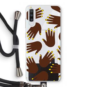 CaseCompany Hands dark: Samsung Galaxy A70 Transparant Hoesje met koord